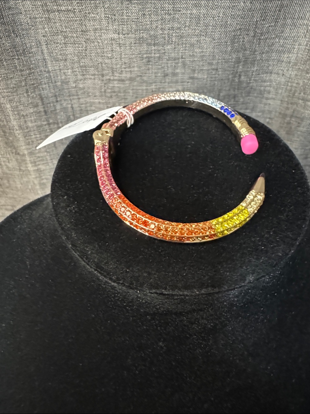 Betsey Johnson Crystal Rainbow Pencil Cuff Bracelet - Multicolor